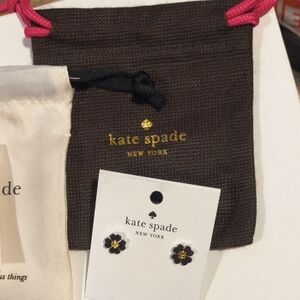 Kate Spade Black and Gold Floral Stud Earrings